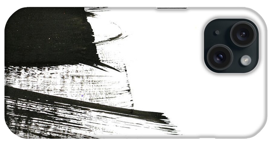 Empty iPhone Case featuring the photograph Black Brush Strokes On White Paper by Marina skoropadskaya