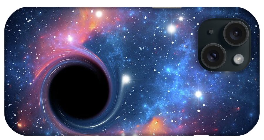 3 Dimensional iPhone Case featuring the photograph Black Hole Against Starfield by Pasieka
