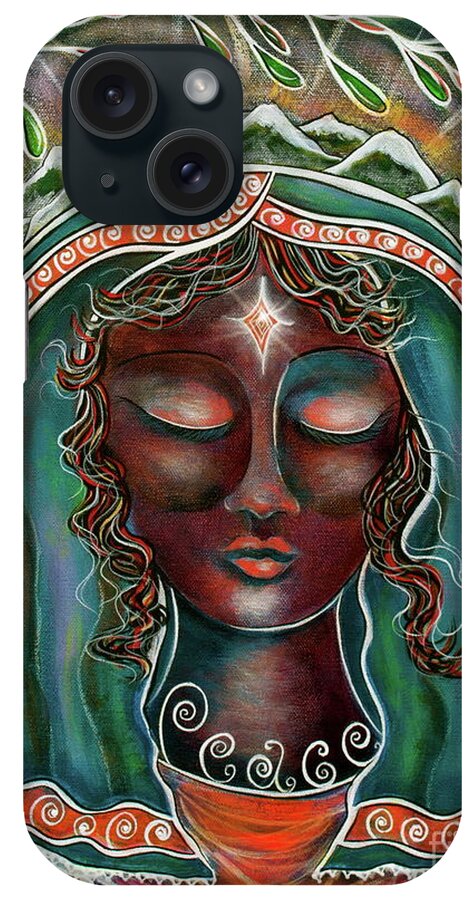 Black Madonna Painting iPhone Case featuring the painting Peace - Black Madonna by Deborha Kerr