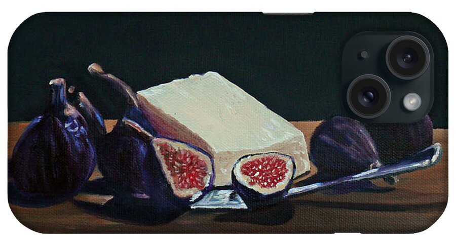 Black Mission Figs iPhone Case featuring the painting Black Mission Figs With Cheese by Susan Duda
