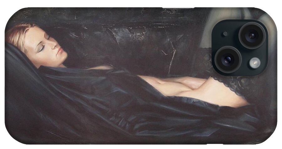 Ignatenko iPhone Case featuring the painting Black Silk by Sergey Ignatenko