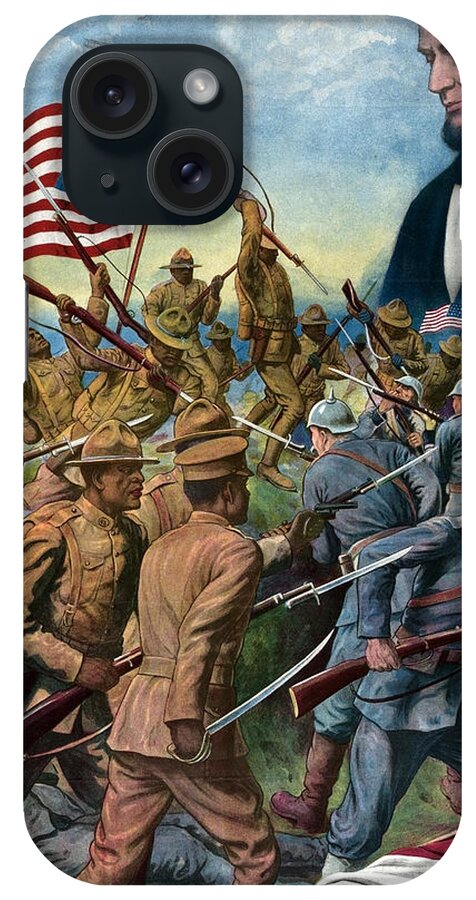1918 iPhone Case featuring the drawing Black Soldiers, C1918 by Granger