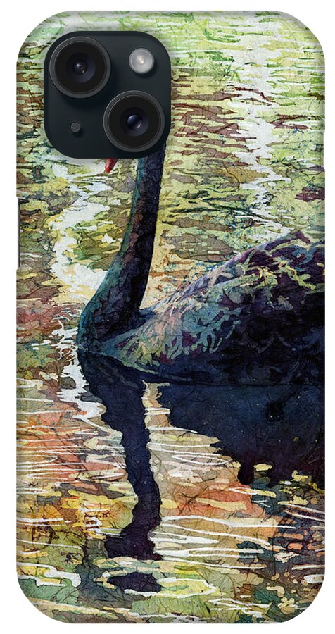 Black Swan iPhone Case featuring the painting Black Swan by Hailey E Herrera