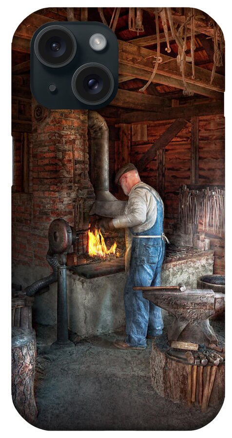 Blacksmith iPhone Case featuring the photograph Blacksmith - The importance of the Blacksmith by Mike Savad