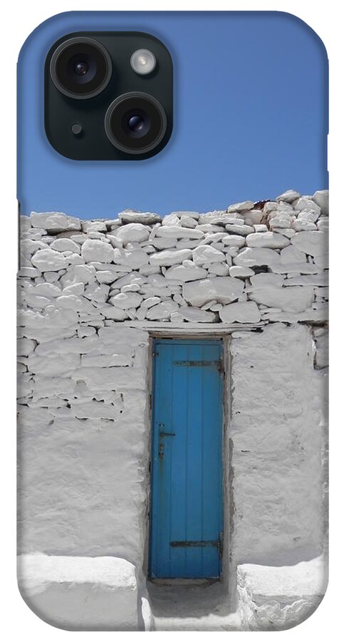 Blue iPhone Case featuring the photograph Blue and White in Mykonos by Pema Hou