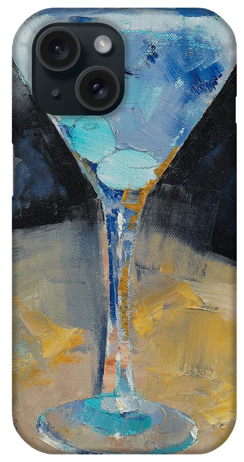 Cocktail iPhone Case featuring the painting Blue Art Martini by Michael Creese