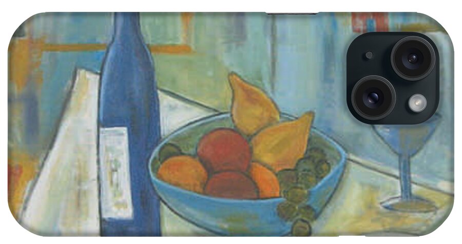 Still Life iPhone Case featuring the painting Blue Bottle and Fruit by Trish Toro