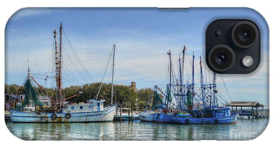 Boats iPhone Case featuring the photograph Blue Chinese Shrimping Boats by Kathy Baccari