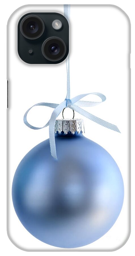 Christmas iPhone Case featuring the photograph Blue Christmas bauble 2 by Elena Elisseeva