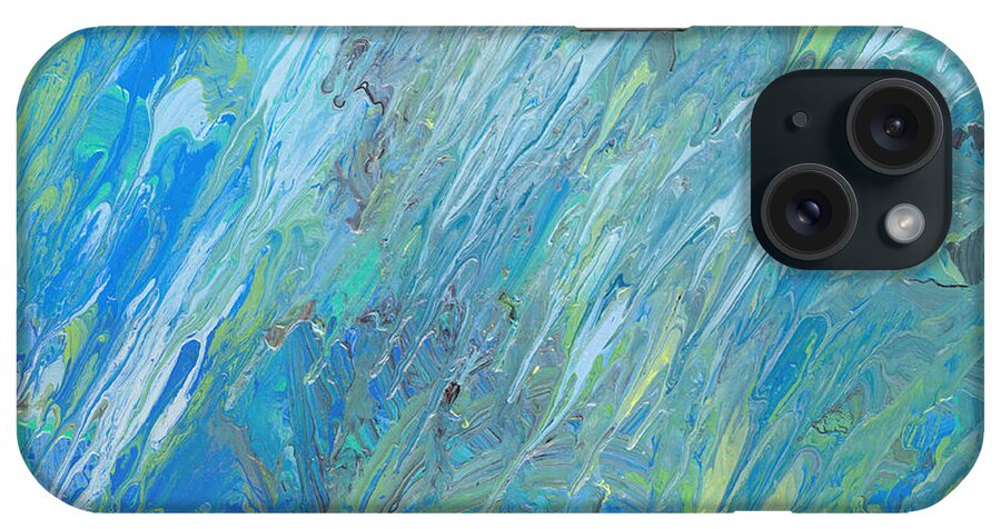 Abstract iPhone Case featuring the painting Blue Green Abstract by Ania M Milo