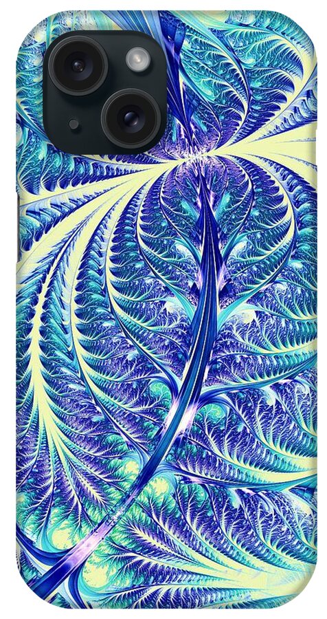 Computer iPhone Case featuring the digital art Blue Leaf by Anastasiya Malakhova