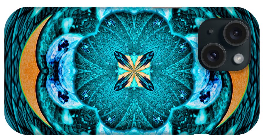 Mandala iPhone Case featuring the photograph Blue Leaf Mandala Kaleidoscope by Beth Venner