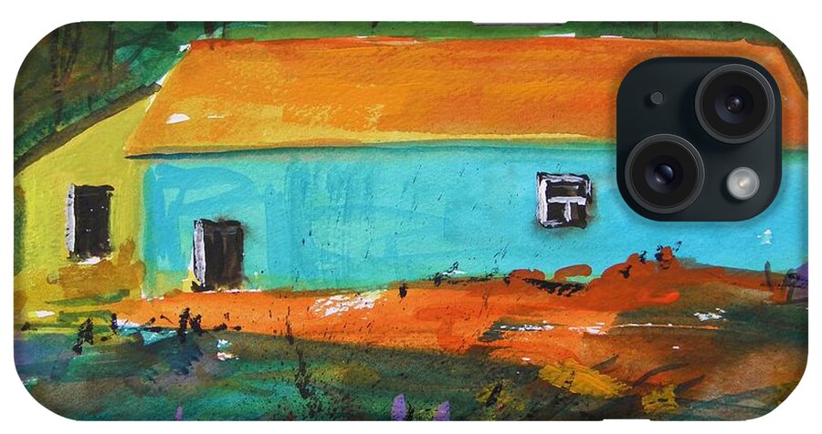 Blue Barn iPhone Case featuring the painting Blue Long Barn by John Williams