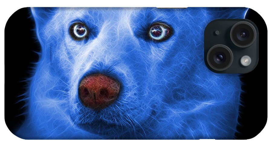 Siberian Husky iPhone Case featuring the painting Blue Mila - Siberian Husky - 2103 - BB by James Ahn