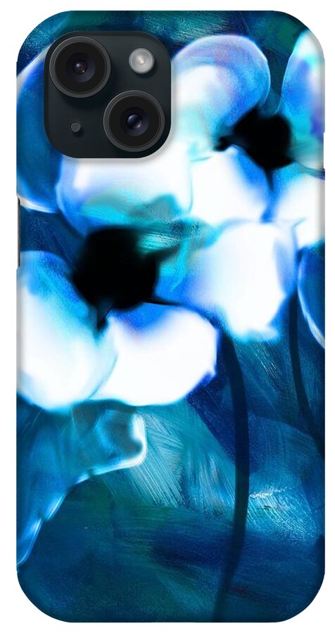 Ipad Painting iPhone Case featuring the digital art Blue Orchids by Frank Bright