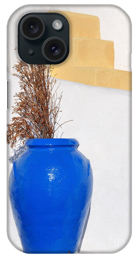 Santorini iPhone Case featuring the photograph Blue pot in Oia town #2 by George Atsametakis