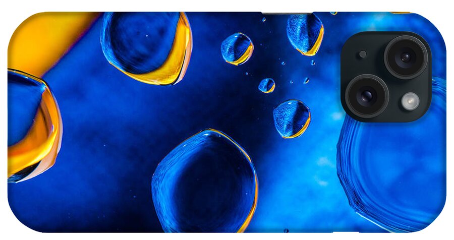 Water Macro Studio Water Drops Blue Modern Art Bruce Pritchett Photography iPhone Case featuring the photograph Blue Space ice by Bruce Pritchett