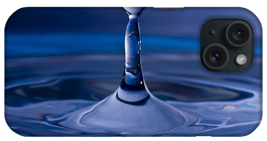 Water Splash iPhone Case featuring the photograph Blue Water Drop by Anthony Sacco