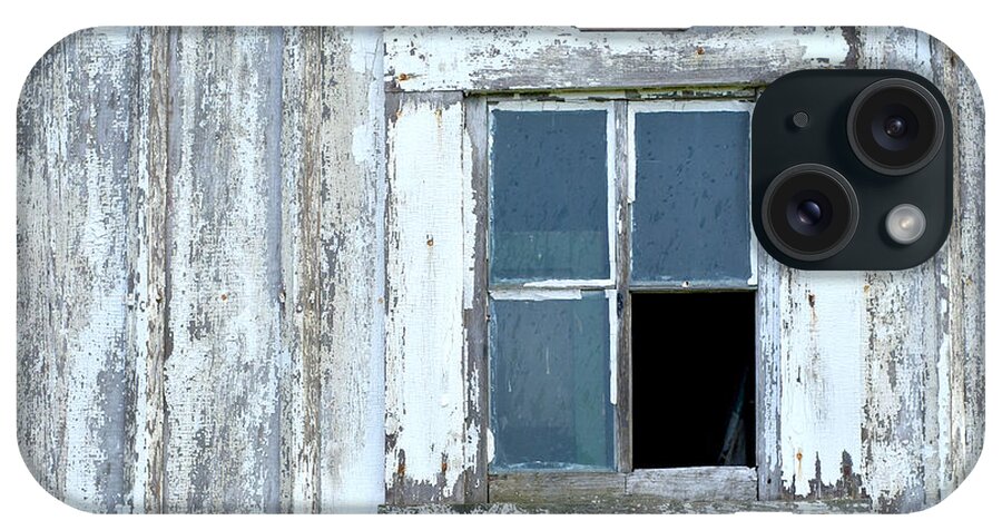 Window iPhone Case featuring the photograph Blue Window in Weathered Wall by Lynn Hansen
