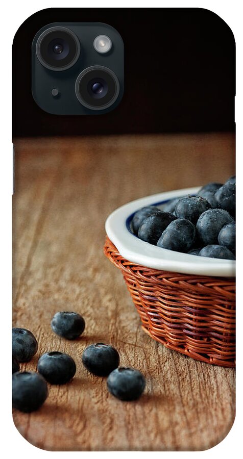 Wood iPhone Case featuring the photograph Blueberries In Wicker Basket by © Brigitte Smith