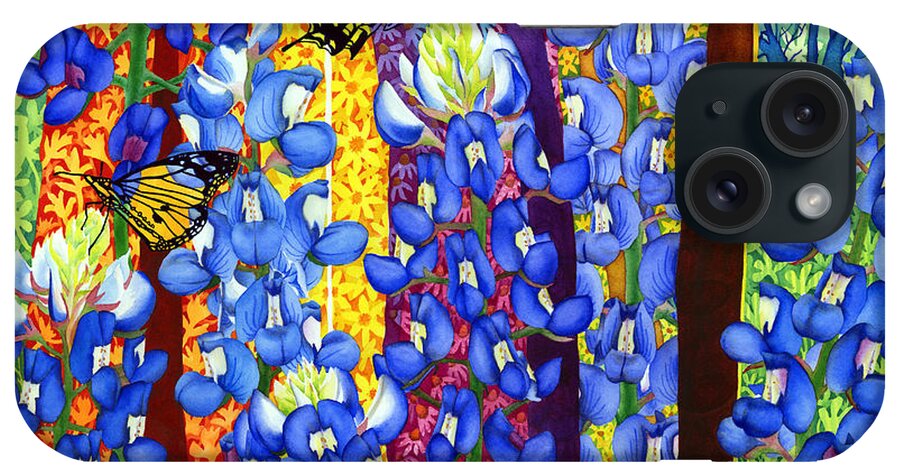 Bluebonnet iPhone Case featuring the painting Bluebonnet Garden by Hailey E Herrera