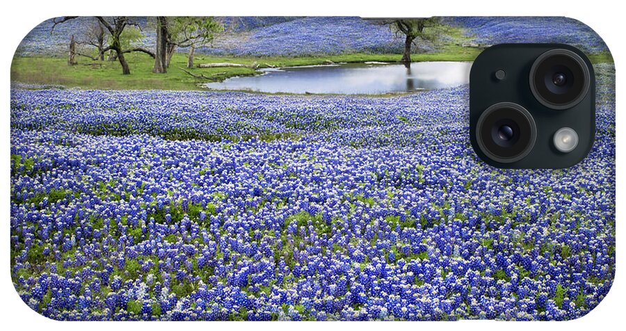 Blue iPhone Case featuring the photograph Bluebonnet Pond by David and Carol Kelly
