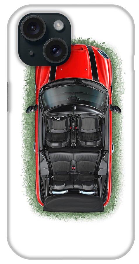 Bmw iPhone Case featuring the digital art BMW Mini Cooper S Cabrio Red by David Kyte