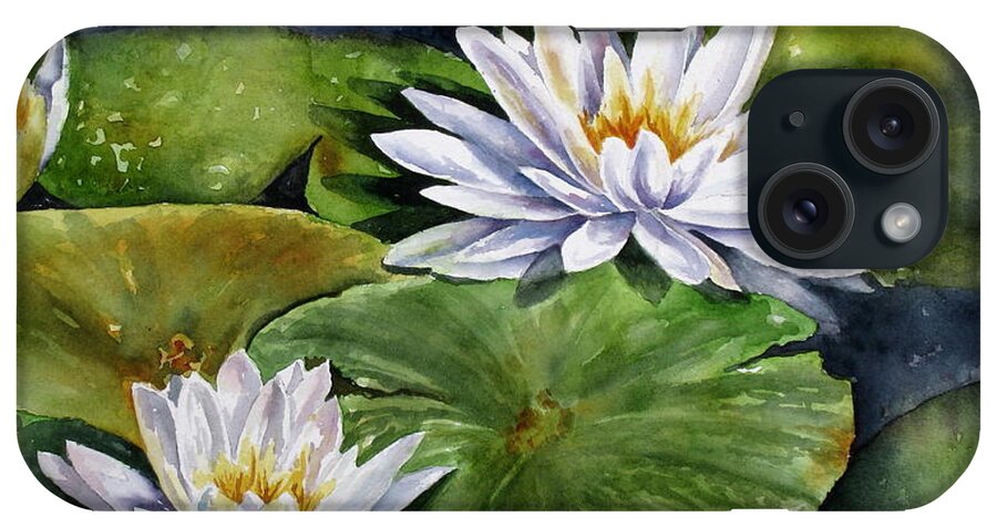 Water Lilies iPhone Case featuring the painting Boardwalk Lilies by Mary McCullah