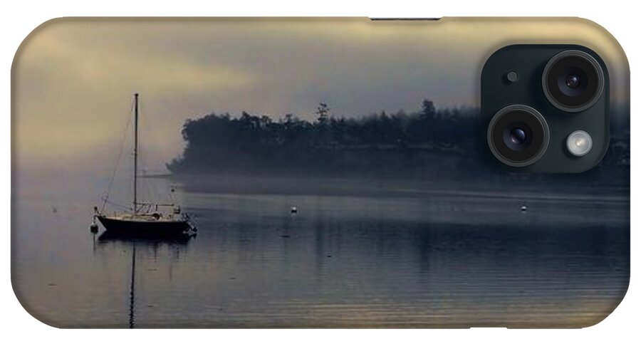 Penn Cove iPhone Case featuring the photograph Boat in a Foggy Cove by Rick Lawler