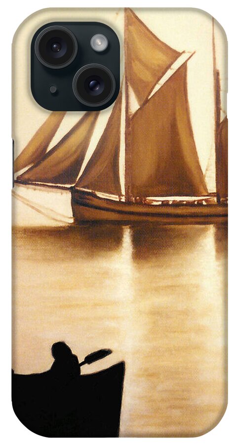 Painting iPhone Case featuring the painting Boats In Sun Light by Janice Dunbar