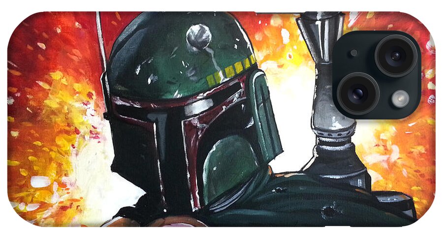 Boba Fett iPhone Case featuring the painting Boba with Sprinkles by Tom Carlton
