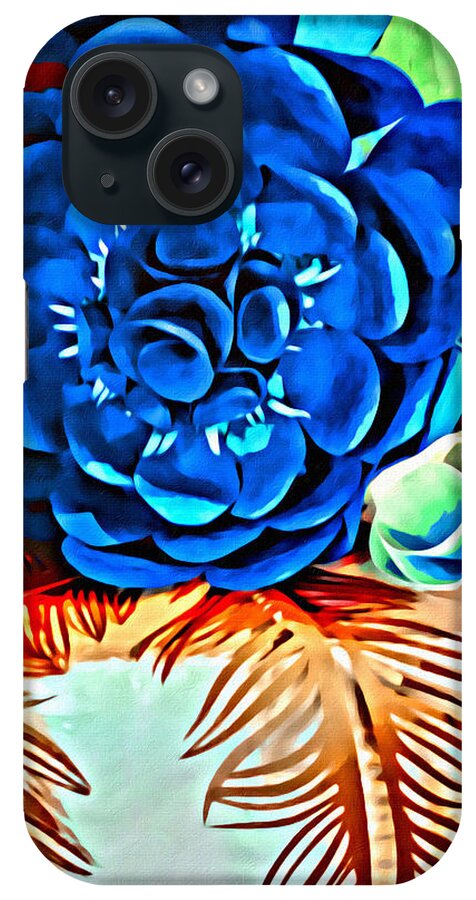 Close Up iPhone Case featuring the painting Bold Blue Flower by Joan Reese