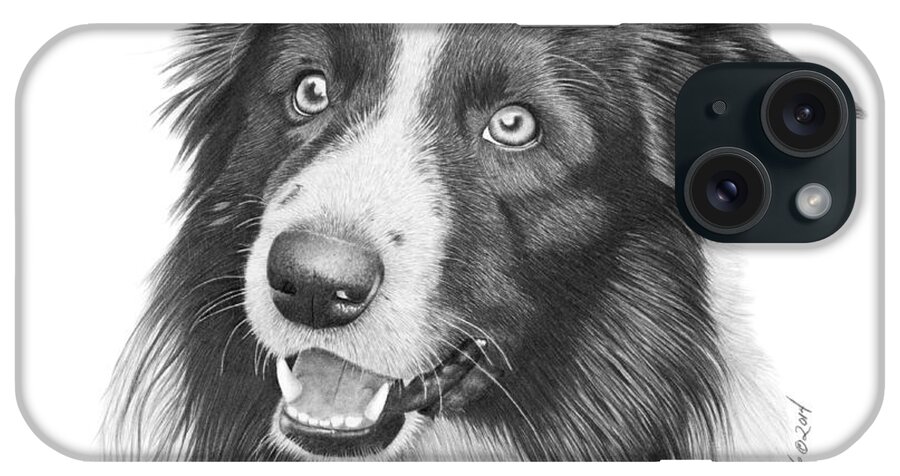  Dog iPhone Case featuring the drawing Border Collie -030 by Abbey Noelle