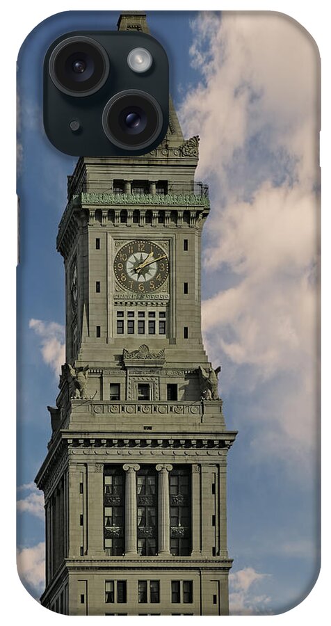 Boston Custom House iPhone Case featuring the photograph Boston Custom House Clock Tower by Susan Candelario