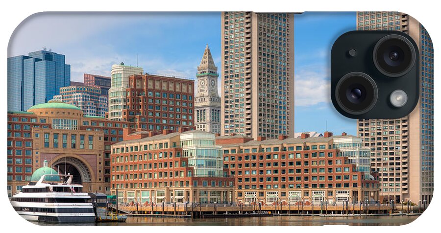 Clarence Holmes iPhone Case featuring the photograph Boston Waterfront Skyline and Rowes Wharf I by Clarence Holmes