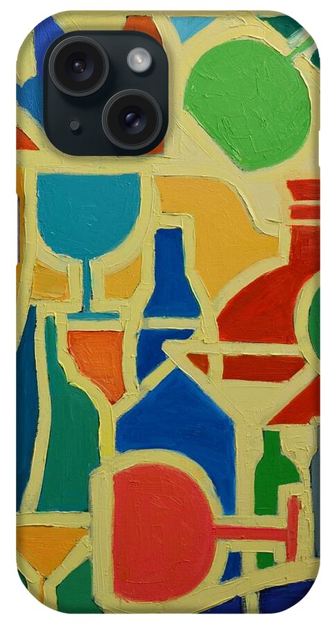Abstracts iPhone Case featuring the painting Bottles And Glasses 2 by Ana Maria Edulescu