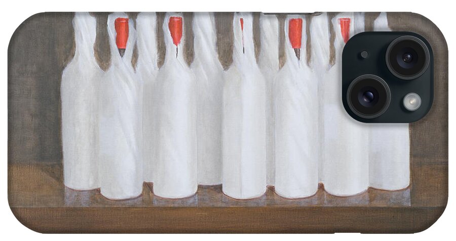 Bottle iPhone Case featuring the painting Bottles In Paper by Lincoln Seligman
