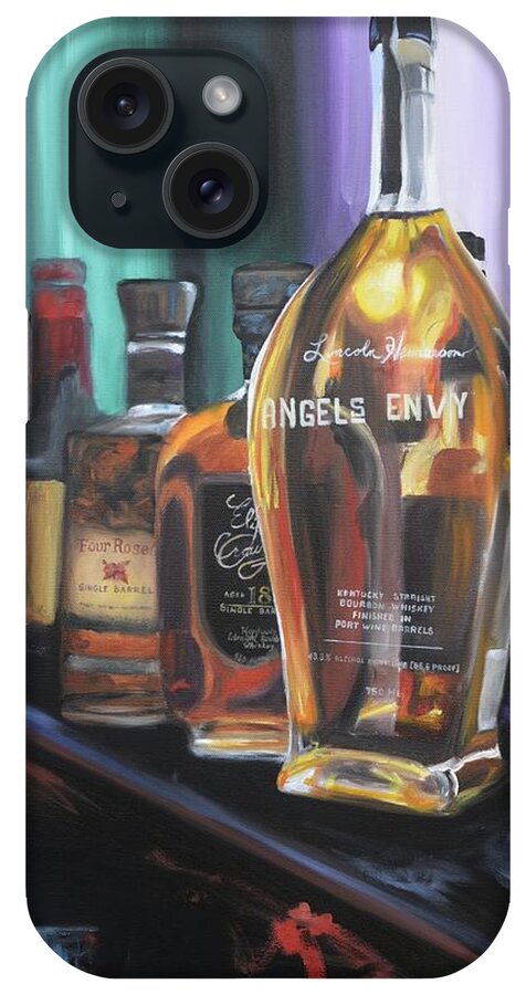 Bourbon iPhone Case featuring the painting Bourbon Bar Oil Painting by Donna Tuten