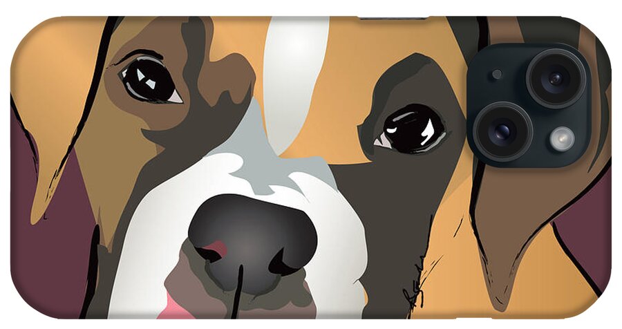 Dogs iPhone Case featuring the painting Boxer Puppy Pet Portrait by Robyn Saunders