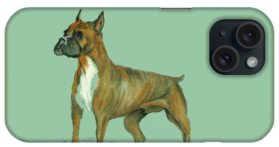 Dog iPhone Case featuring the pastel Boxer by Terry Frederick