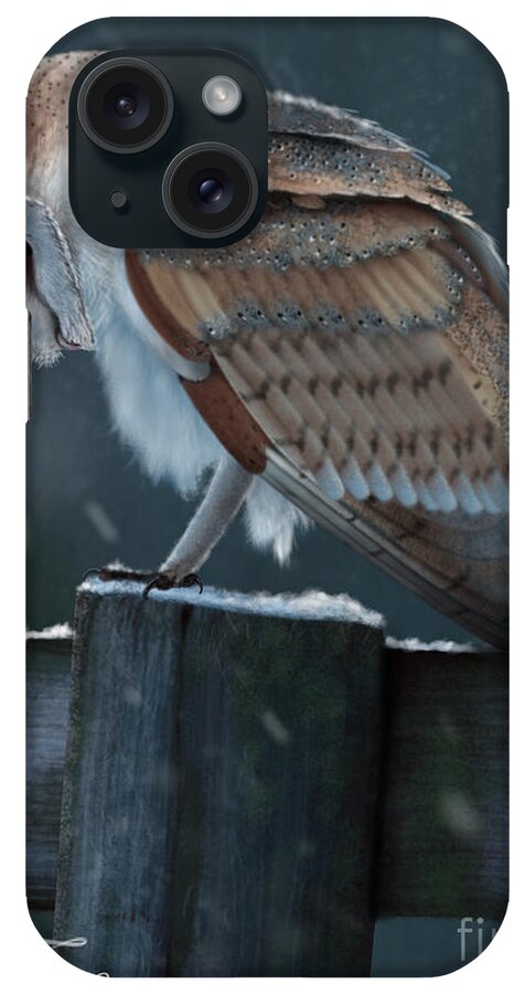 Barn Owl iPhone Case featuring the digital art Braving The Storm by Chuck Devereaux Art