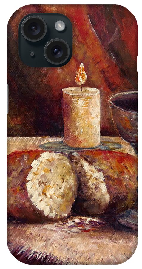 Bread And Wine iPhone Case featuring the painting Bread and Wine by Lou Ann Bagnall