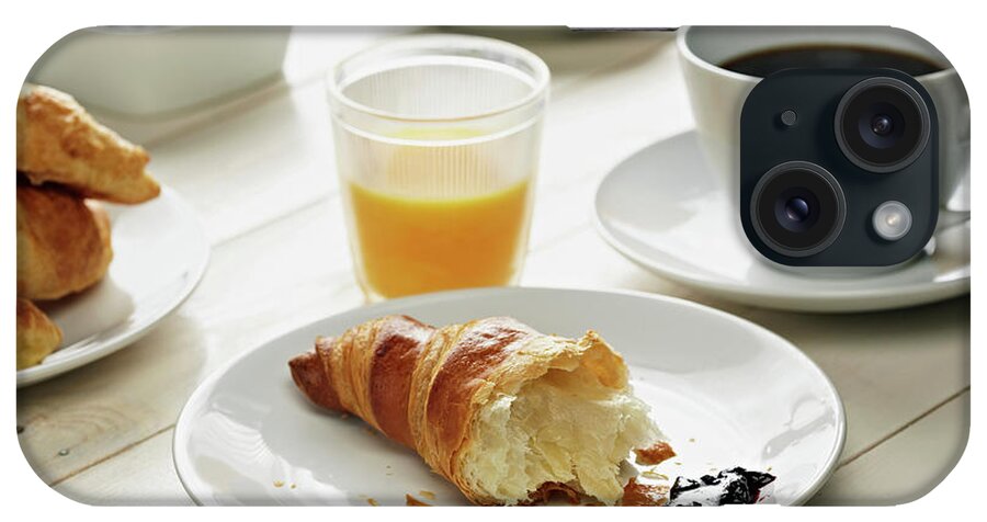 Breakfast iPhone Case featuring the photograph Breakfast With Croissant, Coffee And by Sverre Haugland
