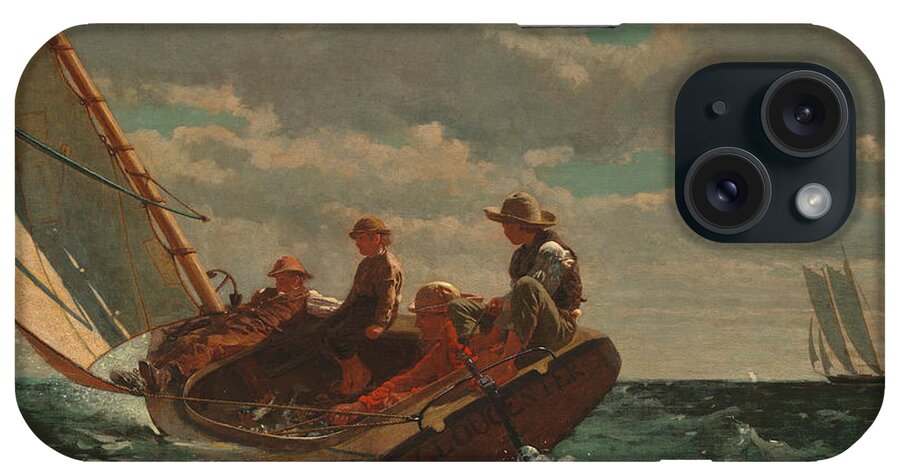  Winslow Homer iPhone Case featuring the painting Breezing Up.A Fair Wind by Winslow Homer