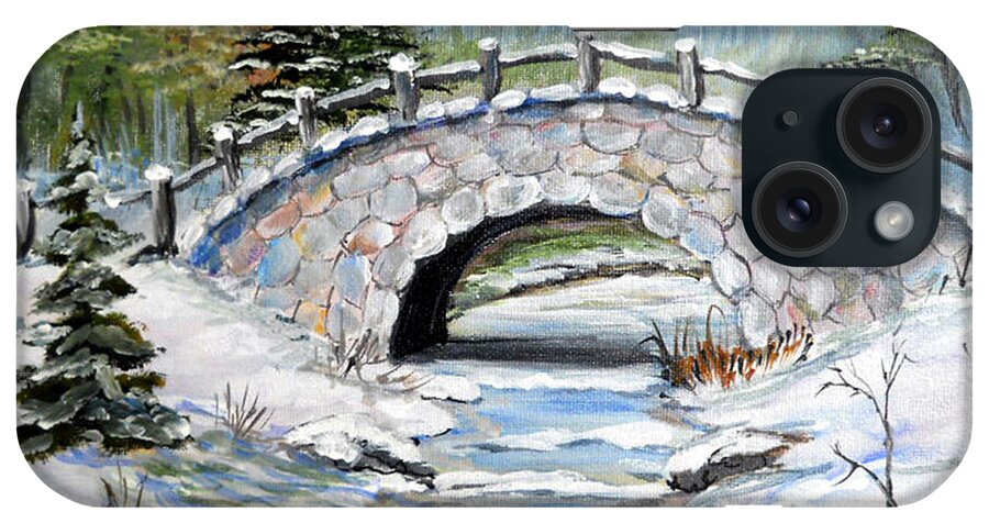 Winter iPhone Case featuring the painting Bridge in Winter by Dorothy Maier