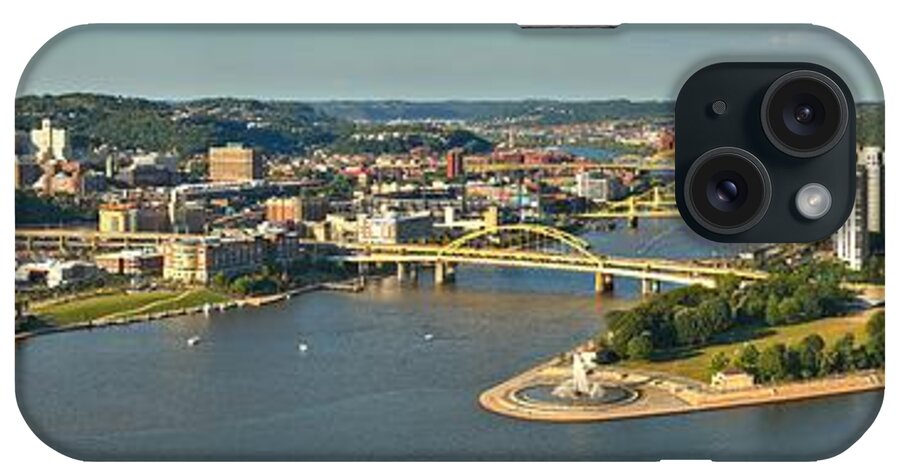 Pittsburgh Panorama iPhone Case featuring the photograph Bridges Rivers And Skyscrapers by Adam Jewell