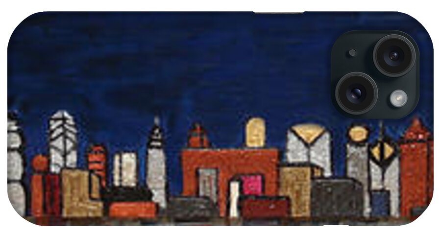 Robert Handler iPhone Case featuring the painting Bright Moon Over the Hudson by Robert Handler
