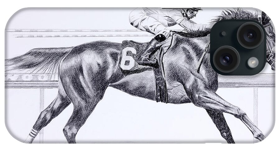 Zenyatta Prints iPhone Case featuring the drawing Bring On The Race Zenyatta by Joette Snyder
