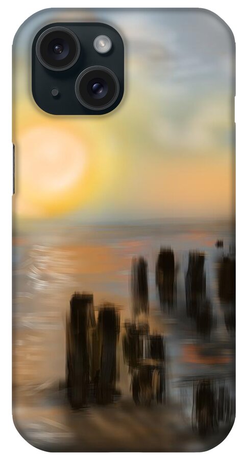 Seascape iPhone Case featuring the digital art Broken Dock by Christine Fournier