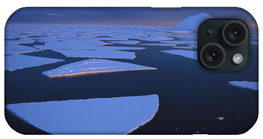 Feb0514 iPhone Case featuring the photograph Broken Fast Ice Under Midnight Sun by Tui De Roy